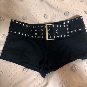Edikted Black High Waist Shorts with Studded Belt